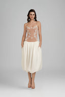 Nude & White Lorien with Top & Skirt for women, from POEM, The Viet Concept 