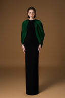 Élance Black Cape Sleeve Column Gown With Silk Bow for women, from IHF ATELIER, The Viet Concept