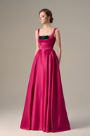 Pink Silk Taffeta A-Line Gown With Square Neckline for women, from IHF ATELIER, The Viet Concept
