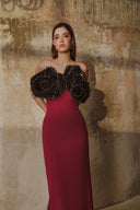 L' SCARLETT • Aurelia 3D Crystal Floral Off-Shoulder Maxi Gown