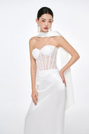 JOSÉPHINE • Collette Ivory Satin Corset Gown Set - The Viet Concept