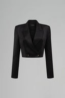 Noir Sculpt Cropped Open-Front Taffeta Blazer for women, from IHF STUDIO, The Viet Concept 