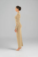 Gold Shimmer Corset Maxi Dress for women, from HAYTAN, The Viet Concept 
