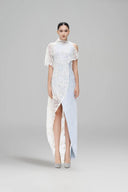 Warble Asymmetric Sequin Lace Floor-Length Jacket for women, from SORAMAME, The Viet Concept