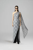 Murmur Asymmetric Glitter Jacquard Dress for women, from SORAMAME, The Viet Concept
