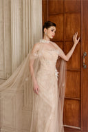 CALISTA • Mirel Embellished Soft Tulle Cape