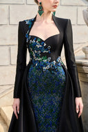 TRACY COUTURE • Anne Queen Floral Embellished Flared Flap Taffeta Gown