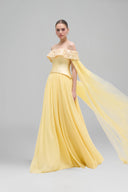 Celestine Pearl Off-Shoulder Cape Gown for women, from 21SIX, The Viet Concept