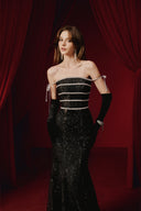 Ciara Crystal Trim Glitter Mesh Mermaid Evening Gown for women, from JOSEPHINE, The Viet Concept