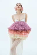 LA VIERGE • Dalia Tiered Ombré Tulle Maxi Dress