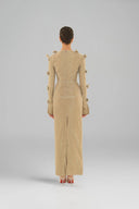 Gold Shimmer Corset Maxi Dress for women, from HAYTAN, The Viet Concept 