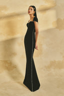Crystal Beaded Poly Crepe Maxi Evening Dress for women, from L'SCARLETT, The Viet Concept