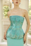 Odette Crepe Corset Peplum Gown for women, from 21SIX, The Viet Concept