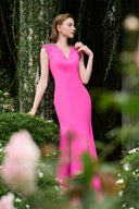Pink Royal Garden Mermaid Evening Gown – V-Neck Crystal Dress for women, from IHF ATELIER, The Viet Concept