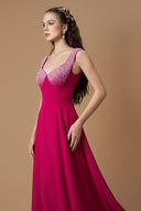 Luxury Pink Crepe de Chine Queen Anne A-Line Crystal Evening Gown for women, from IHF ATELIER, The Viet Concept 