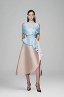  Seeson A-line Ruffle Layer Taffeta Midi Dress for women, from White Plan, The Viet Concept 