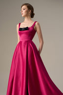 Pink Silk Taffeta A-Line Gown With Square Neckline for women, from IHF ATELIER, The Viet Concept