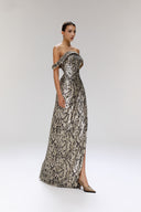 Perpetuity Sequin Off-Shoulder Maxi Dress for women, from SORAMAME, The Viet Concept