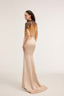 21SIX • Sofia Silk Taffeta Fringe-Embellished Evening Gown