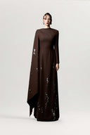 GVLUX • Ondine Pleated Silk Denim A-Line Dress