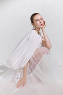 Hora Sculptural Balloon Poplin Top with Cape Sleeves for women, from ARTI, The Viet Concept 