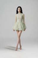 LINH PHUNG • Élance Couture Sequin Lace Bubble Mini Dress