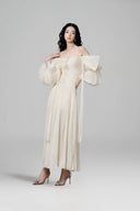 LINH PHUNG • Minuet Ivory Pearl Silk Chiffon Midi Dress