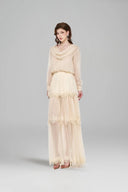 LUCILLA • Maris Lace Trim Chiffon Maxi Evening Dress
