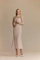 WHITE PLAN • Jordan Pink Carolan Lace Midi Cocktail Dress