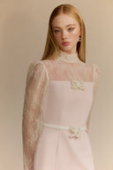 WHITE PLAN • Jordan Pink Carolan Lace Midi Cocktail Dress