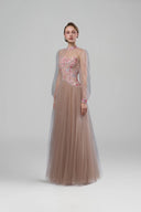 Ilumia Brown Tulle Formal Evening Gown for women, from JOSEPHINE, The Viet Concept