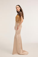 21SIX • Sofia Silk Taffeta Fringe-Embellished Evening Gown