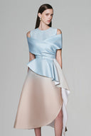  Seeson A-line Ruffle Layer Taffeta Midi Dress for women, from White Plan, The Viet Concept 
