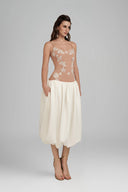 Nude & White Lorien with Top & Skirt for women, from POEM, The Viet Concept 