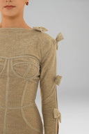 Gold Shimmer Corset Maxi Dress for women, from HAYTAN, The Viet Concept 