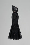 Black Orchid Pearl-Embellished One-Shoulder Mermaid Gown for women, from IHF STUDIO, The Viet Concept