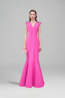 Pink Royal Garden Mermaid Evening Gown – V-Neck Crystal Dress for women, from IHF ATELIER, The Viet Concept