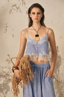 Azure Élan Deep V Lace Strappy Top for women, from XITA, The Viet Concept 