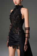 Éclipse Jardin Embellished Lace Halter Mini Dress for women, from IHF STUDIO, The Viet Concept