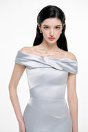 Lina Pastel Blue Satin Gown for women, from JOSEPHINE, The Viet Concept 