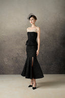 ROSEE de MATIN • Julia Black High-Waisted Tailored Midi Skirt