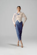 LECIA • Lumin Blue Draped Silk Chiffon Maxi Skirt