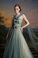 MADDY HATES ROSE • Solenne Blue Tulle Floor-Length Ball Gown