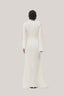 White Van Chau Straight Slit Sleeved Satin Maxi Dress for women, from TINH, The Viet Concept 