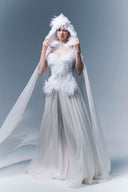 Wings of Hope Feather-Embellished Hooded Tulle Couture Cape for women, from MR CRAZY & LADY SEXY, The Viet Concept 