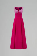 Luxury Pink Crepe de Chine Queen Anne A-Line Crystal Evening Gown for women, from IHF ATELIER, The Viet Concept 