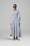 Thera Striped Belted Cotton Shirt Dress for women, from Keira Tong, The Viet Concept