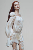 Cream Arcadia Mini Dress for women, from La Vierge, The Viet Concept 