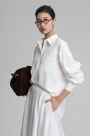White Caster Oversized Cotton Bamboo Shirt for women, from HOBB, The Viet Concept 