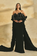 L' SCARLETT • Aurelia 3D Crystal Floral Off-Shoulder Maxi Gown